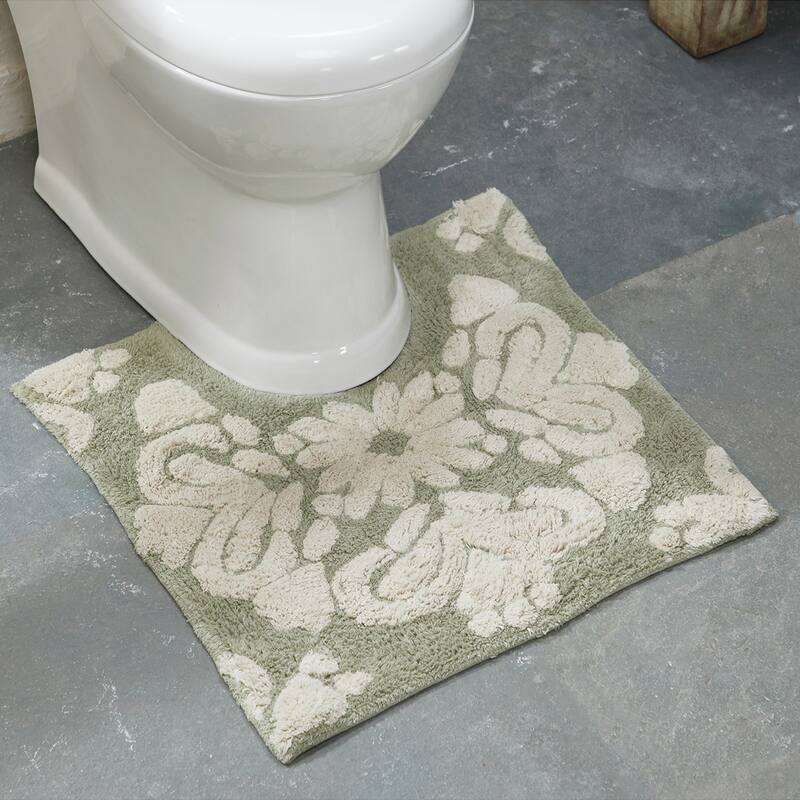 Better Trends Medallion Collection 100% Cotton 4-Pc Set Bathroom Rugs-Soft & Super Absorbent, Non-Skid Latex, Machine Washable