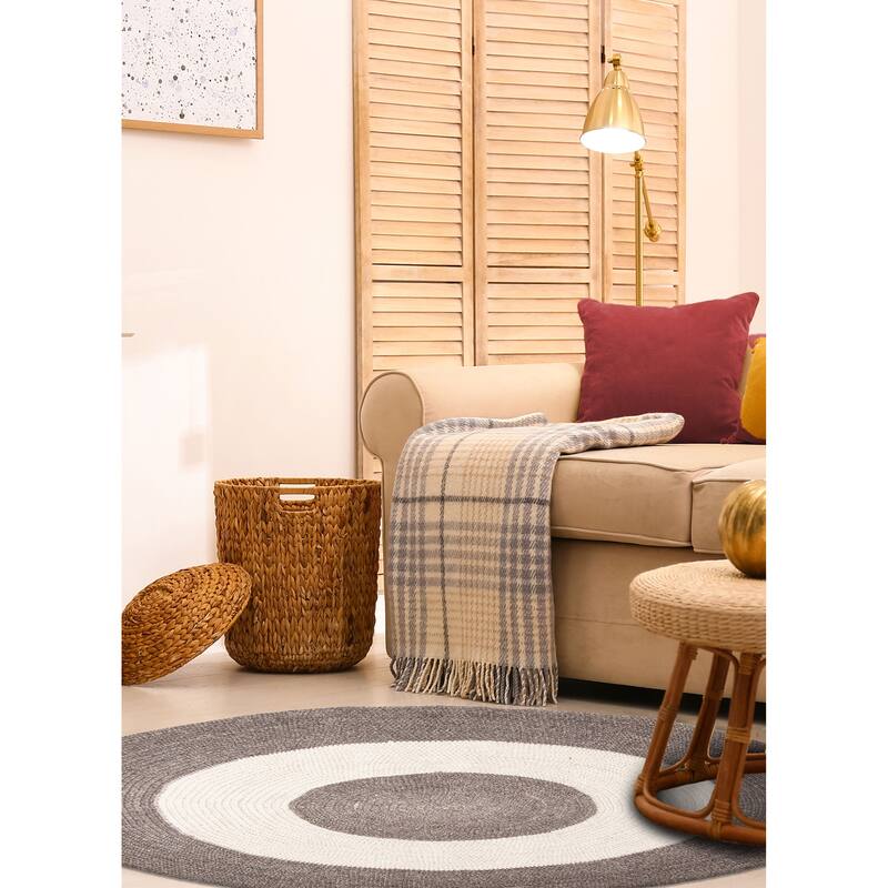 ECARPETGALLERY Braid weave Sienna Taupe Wool Rug - 5'0 x 5'1