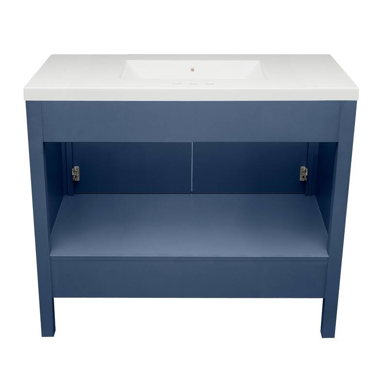 Nevado 37" Bathroom Vanity with Cultured Marble Vanity Top Sink in White with White Basin