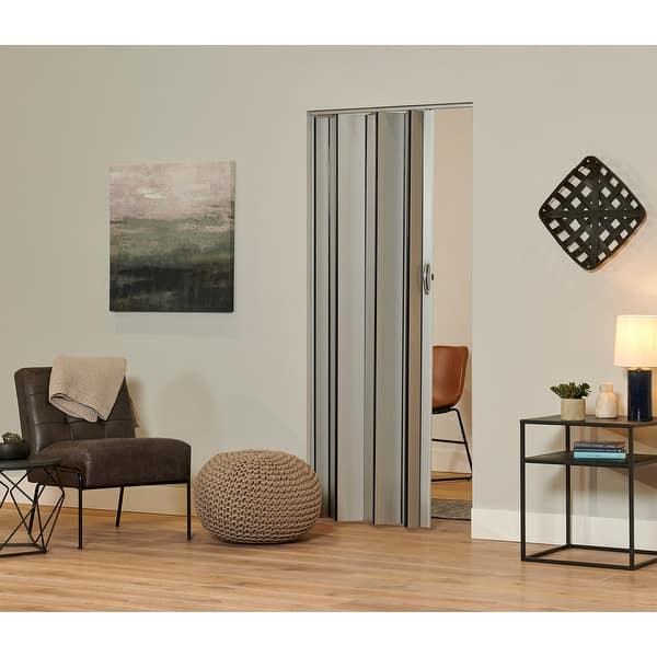 slide 2 of 4, Towne Collection Berkshire Matte Silver PVC 36-inch Folding Door
