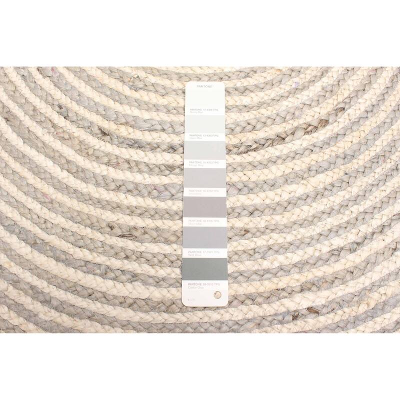 ECARPETGALLERY Braided Weave Palas Denizli Grey Jute Rug - 3'3 x 3'3