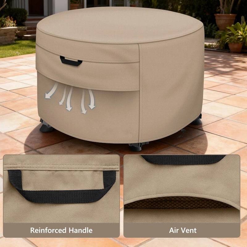 Heavy-Duty Round Fire Pit Cover - Waterproof, UV-Resistant & Tear-Proof with All-Weather Protection