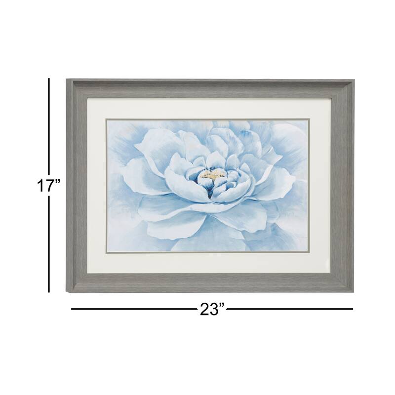 Polystone Floral Wall Decor with Gray Frame - Blue - Roche River Decor