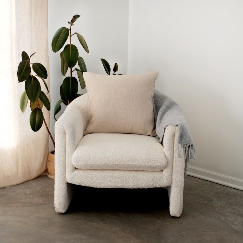 100% French Linen Throw Pillow Sham by BOKSER HOME - Pillow Covers - 20" x 20" - Putty Heather