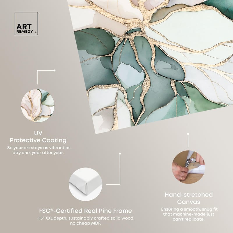 Pastel Leaves with Gold II Canvas by Art Remedy, Gallery Wrapped