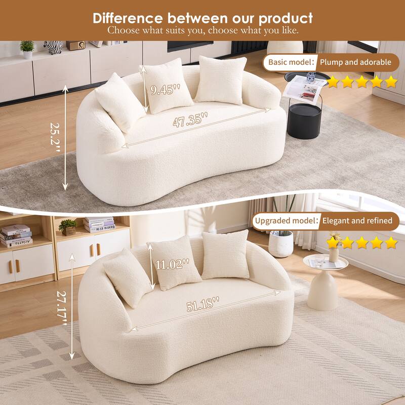 LY-049S Curved Modern Boneless Sofa Loveseat, Backrest Upgrade