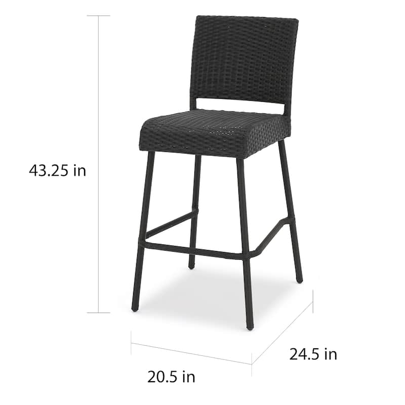 Neal Outdoor Wicker Bar Stools by Christopher Knight Home
