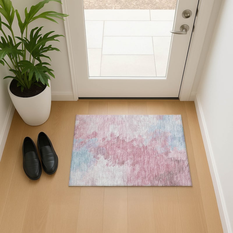 Premium Washable Super Soft Abstract Modern Mayfield Rug - Blush - 1'8" x 2'6"