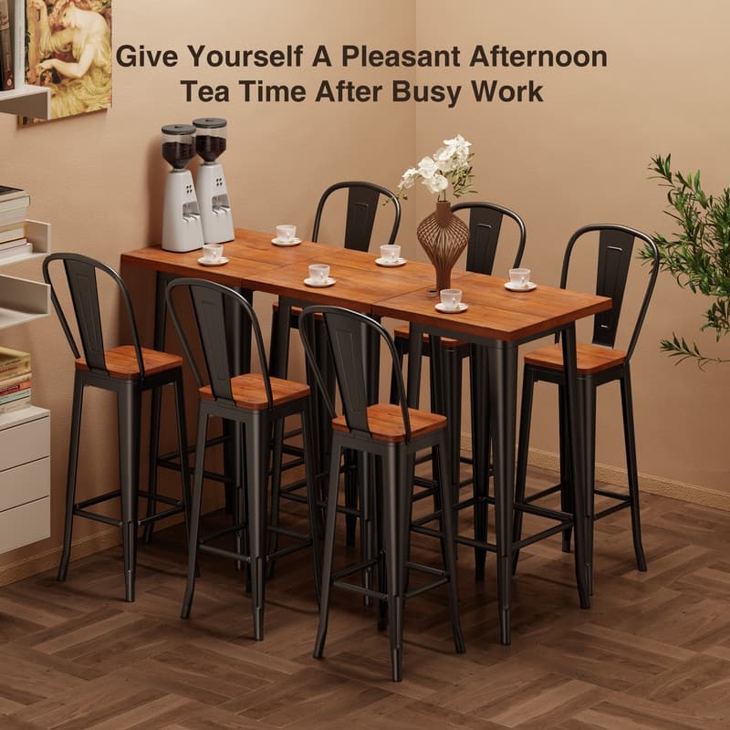 Pub Square Bar Table Bar Stools Set, Bar Height Table for Bistro, Coffee Shop
