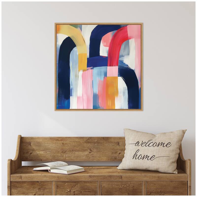 Kate and Laurel Joyful Abstract by The Creative Bunch Studio Framed Canvas Wall Art Print