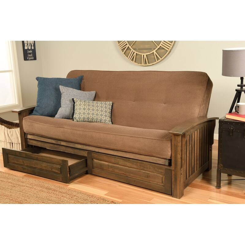 Somette Washington Full-size Futon Frame Includes Storage Drawers and Mattress