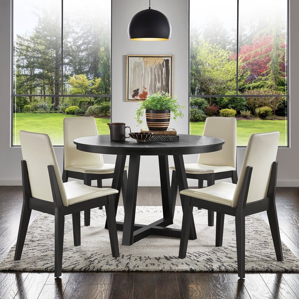 Harstad 47" Wood Finish Fixed Top Round Dining Set by iNSPIRE Q Modern