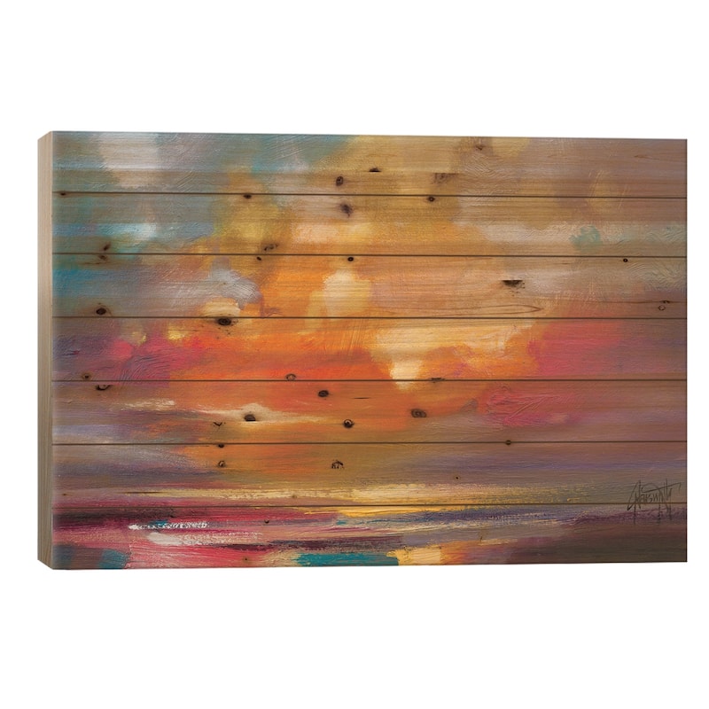 Sunset Print On Wood by Scott Naismith - Multi-Color - 26x40x1.5