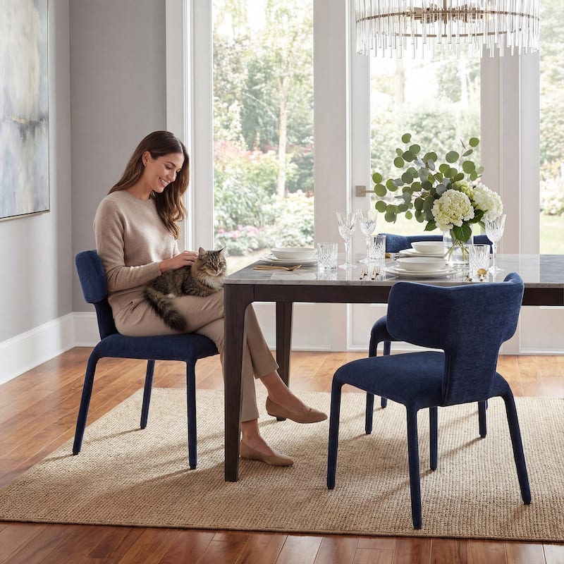 Modern Dining Chairs Set of 2, 18.9"Wx18.5"D Contemporary Fabric Side Chairs