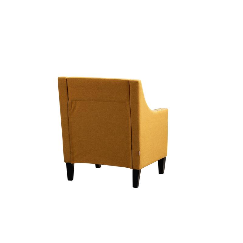 Linen Nailhead Accent Solid Wood Leg Living Room Armchair