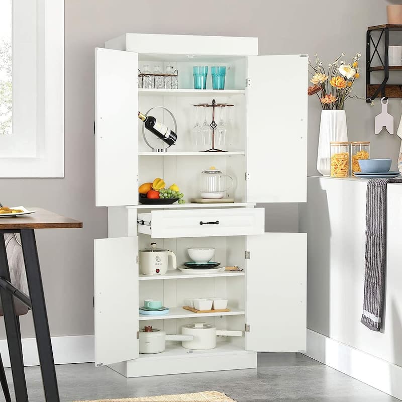 EROMMY 71'' Freestanding Kitchen Pantry Cabinet, Tall Storage Cabinet with Drawer and Adjustable Shelves, 2-Door Floor Cupboard