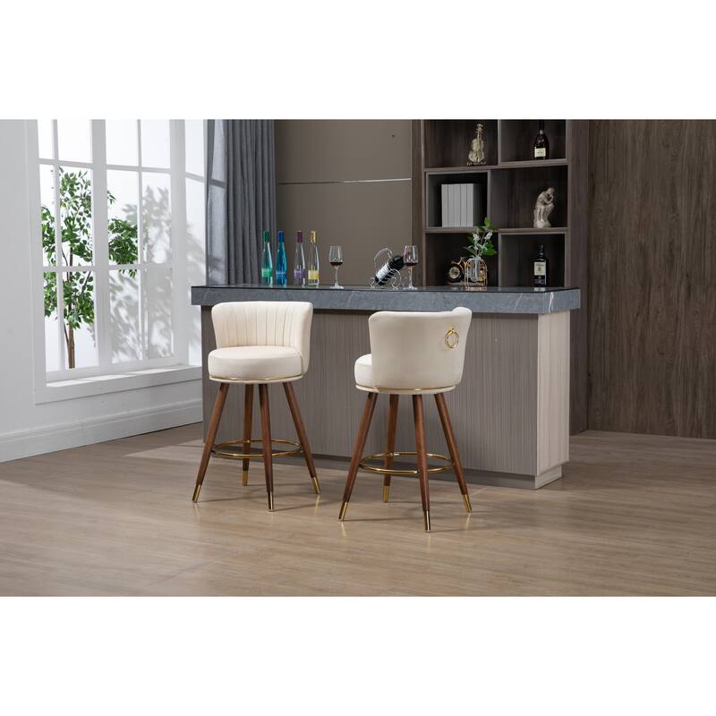 Counter Height Bar Stools Set of 2 for Kitchen Counter Solid Wood Legs