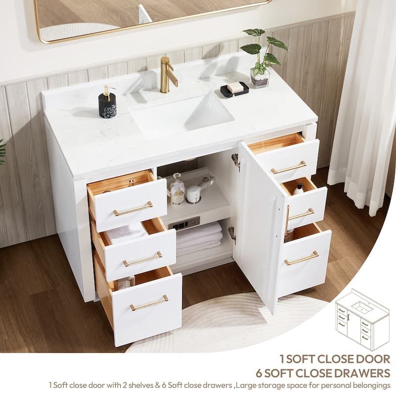 San Single Bath Vanity with Composite Stone Top without Mirror