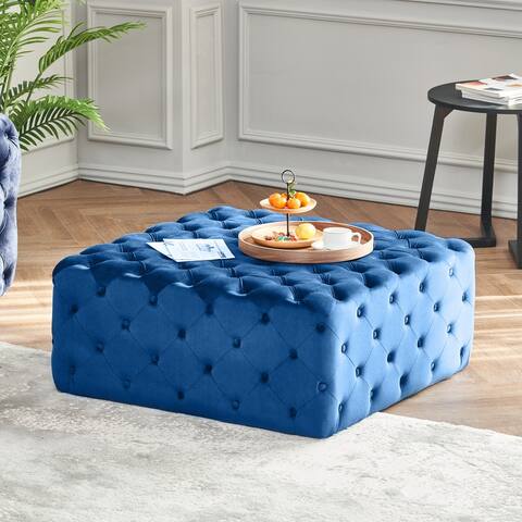 CO-Z 40-Inch Square Tufted Cocktail Ottoman w Velvet Upholstered Seat