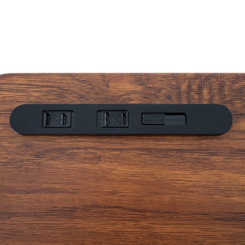 Height-Adjustable Overbed Table with Hidden Casters, Portable Bedside Desk with Tray, Pen Holder, USB & C-Type Ports