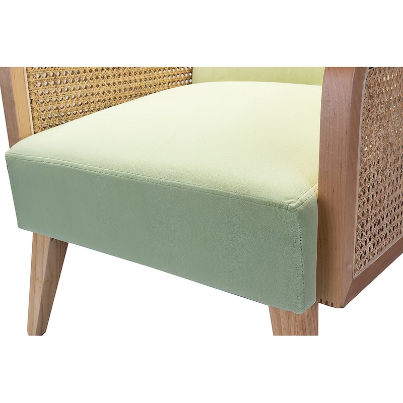Carmina Upholstered Accent Chair with Natural Rattan Arms by HULALA HOME