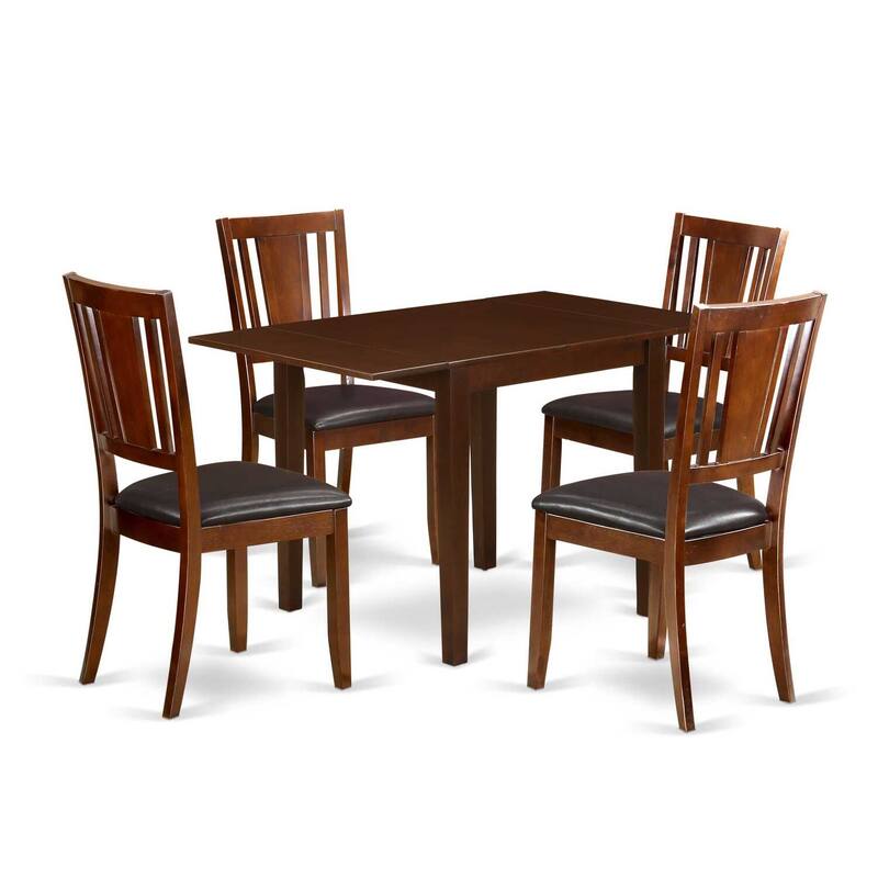 HomeStock 5-Pc Mahogany Finish Solid Wood Top-Dining Room Set-Seats 4