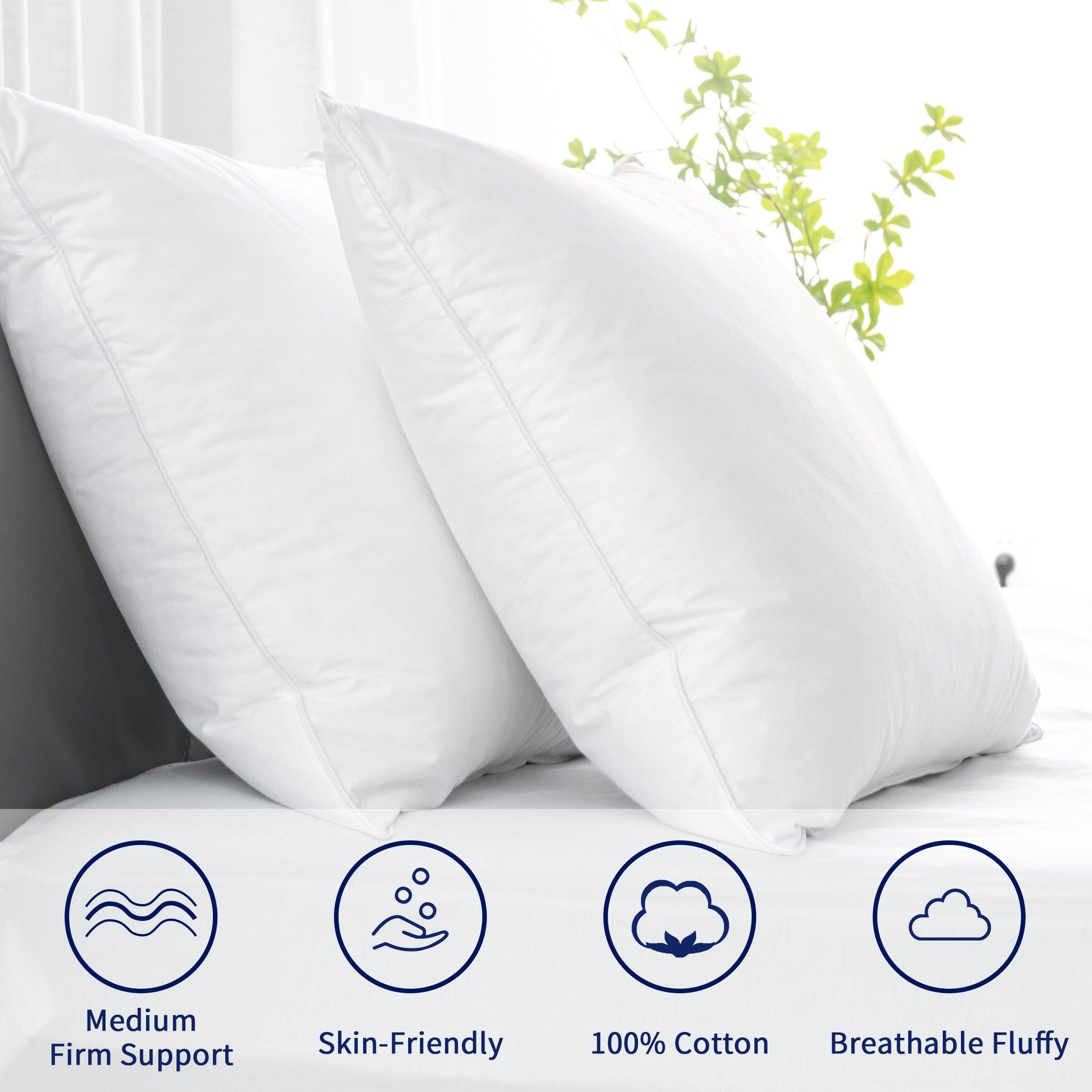 Subrtex Medium Density White Goose Feather and Down Pillows On Sale