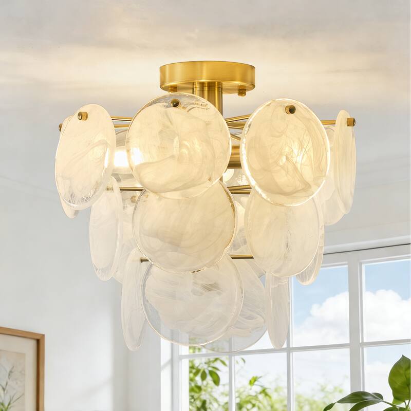 Starsky 4-Light Tiered Handcrafted Textured Glass Flush Mount