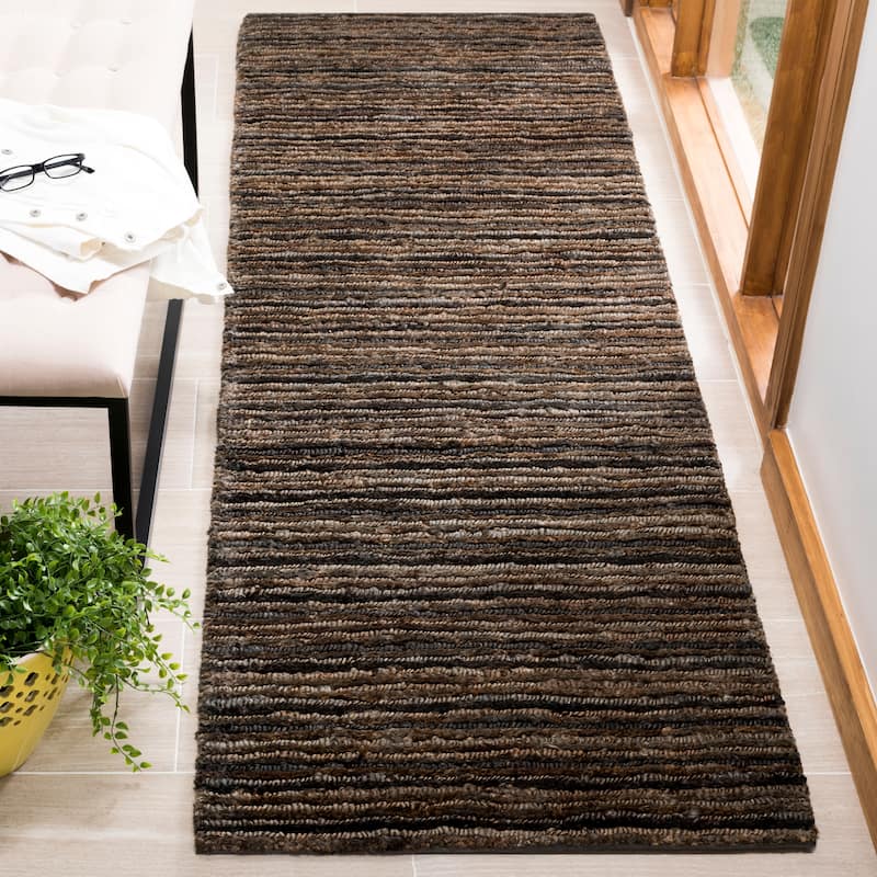 SAFAVIEH Hand-knotted Organica Zahara Casual Jute Rug - 2'6" x 8' Runner - Charcoal/Charcoal