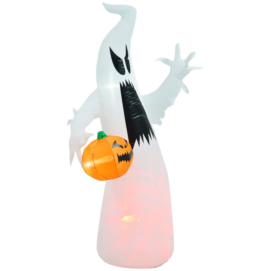 5.9' Halloween Inflatable Outdoor Decoration Ghost with Pumpkin Blow Up LED Garden Lawn Party Holiday Waterproof