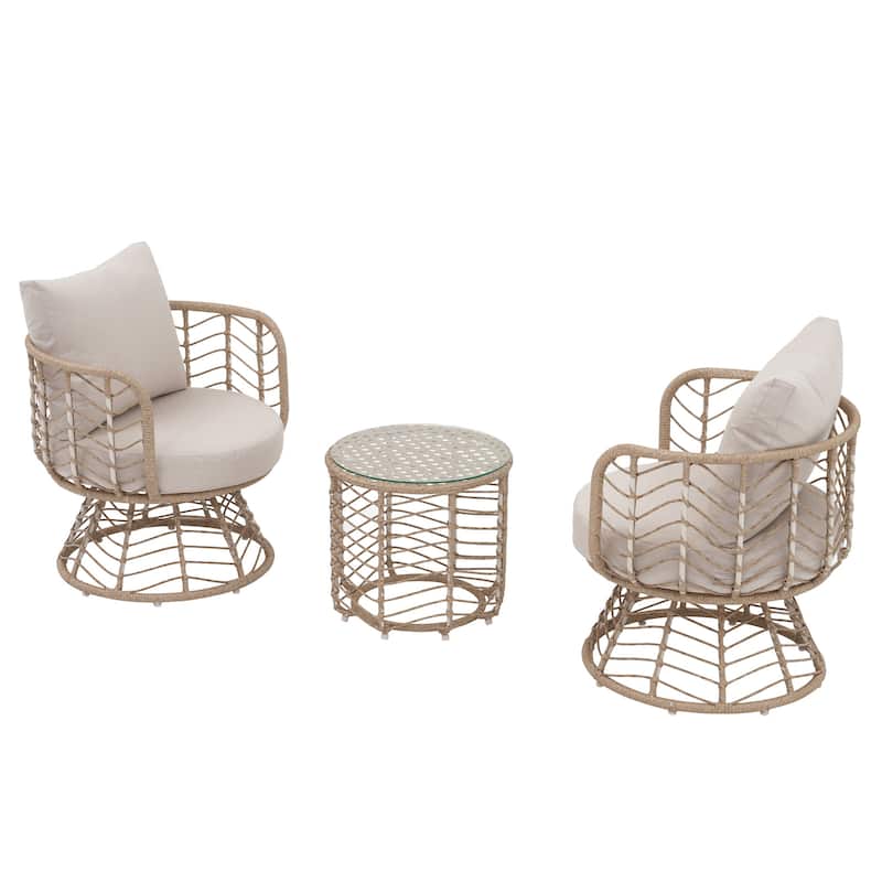 360-degree Swivel Outdoor Chair Set of 3