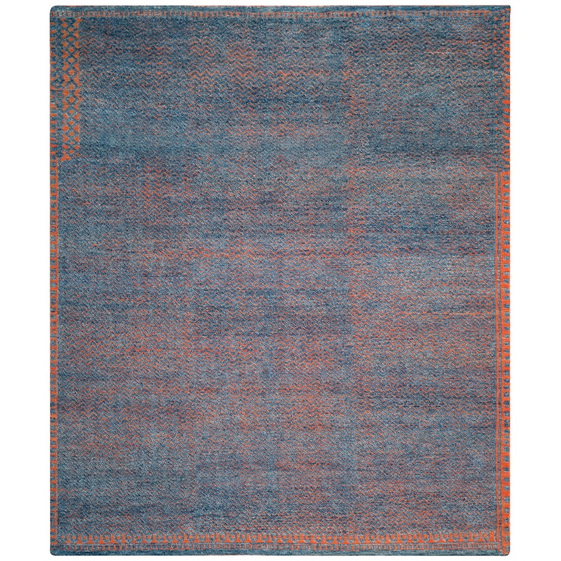 SAFAVIEH Couture Hand-knotted Castilla Rosli Modern Wool Rug - 8' x 10' - Blue/Rust