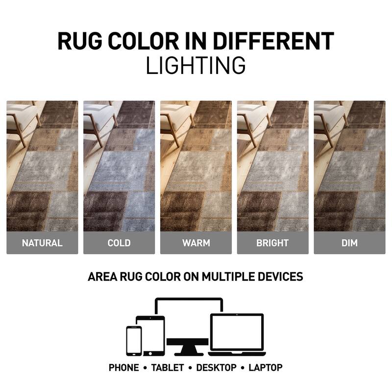 Modern Linear Area Rug for Living Room, Bedroom, or Entryway - Low Pile Indoor Rug