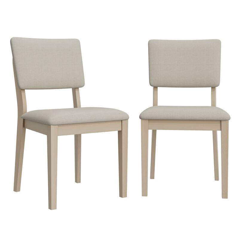 Dining Chair in Gray with White Wash Color Solid Wood Legs (set of 2)