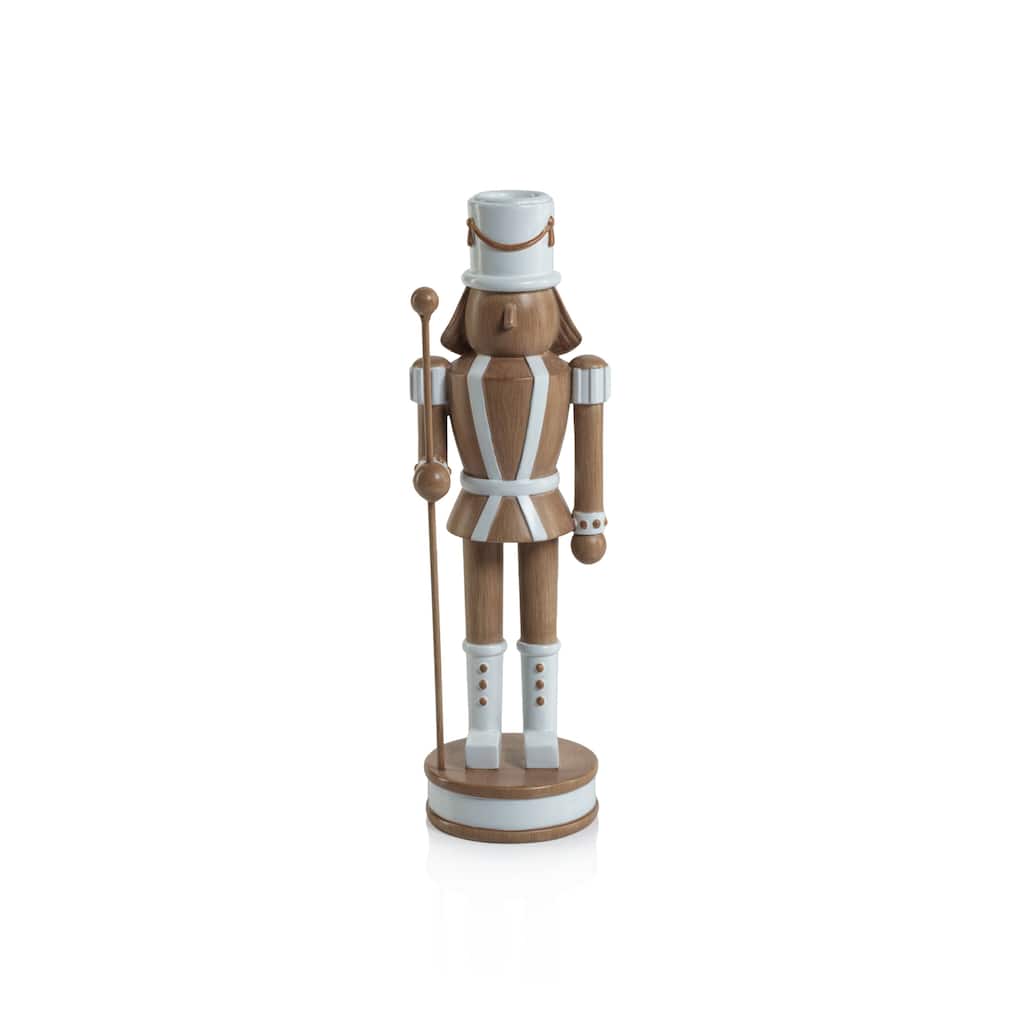 Gelsey 9.75" Tall Nutcracker with Pole Taper Candle Holder