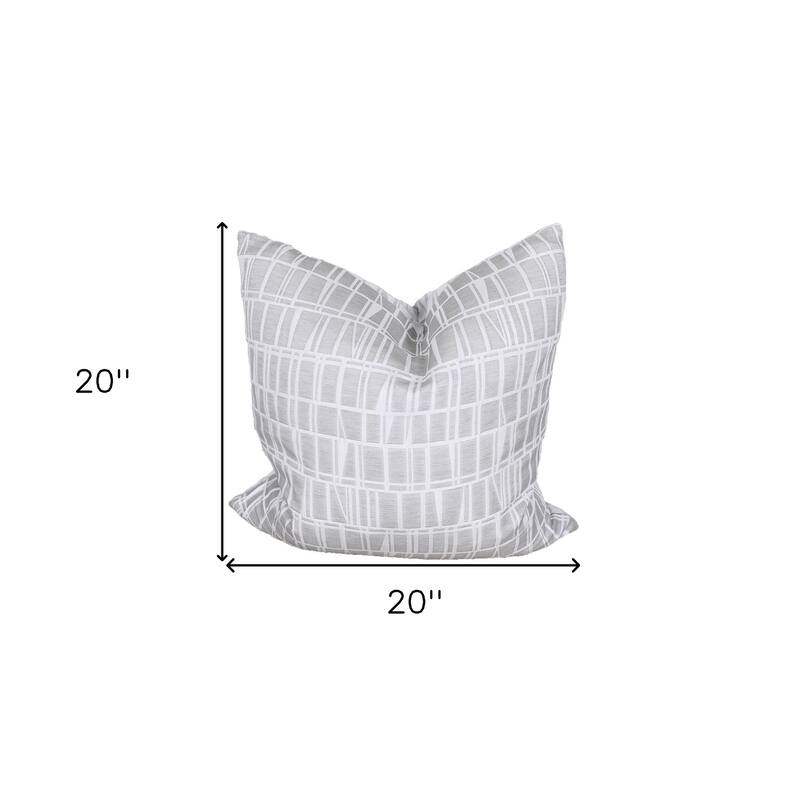 HomeRoots 20" X 20" Gray and White Geometric Polyester Zippered Pillow