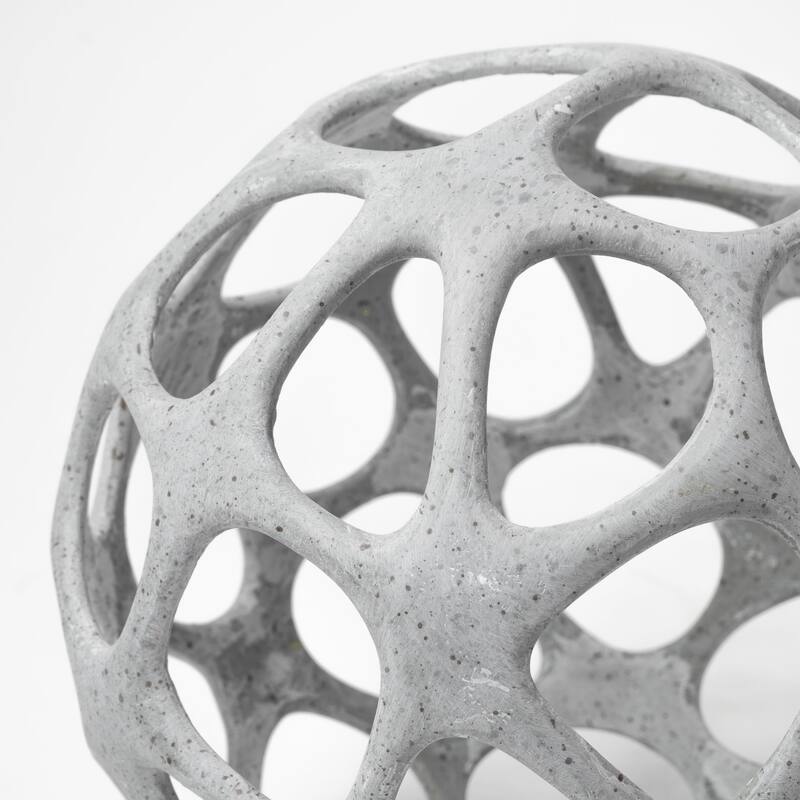 HomeRoots Light Gray Metal Hollow Orb Sculpture