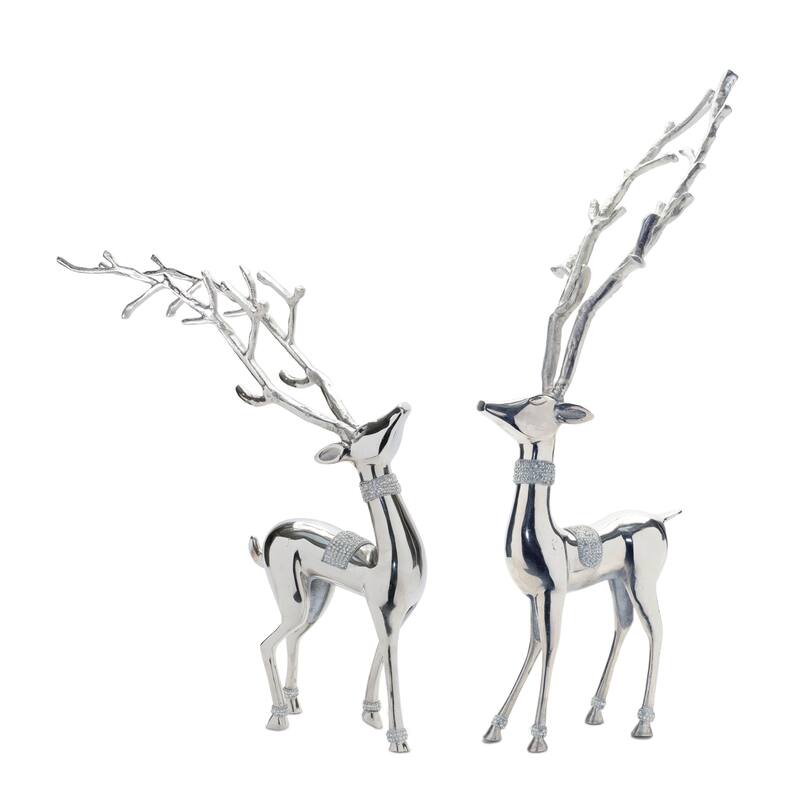 Metal Deer Statue (Set of 2) - N/A