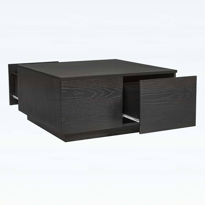 Square Coffee Table with 4 Spacious Drawers,Ideal for Modern and Traditional Living Rooms
