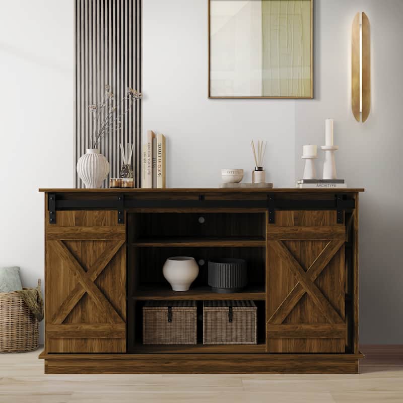 CraftPorch Vintage Style with X-shaped Metal Glides Doors Sideboard