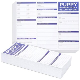 60 Pack Puppy Vaccination Record Cards, Dog Vaccine and Canine Health ...