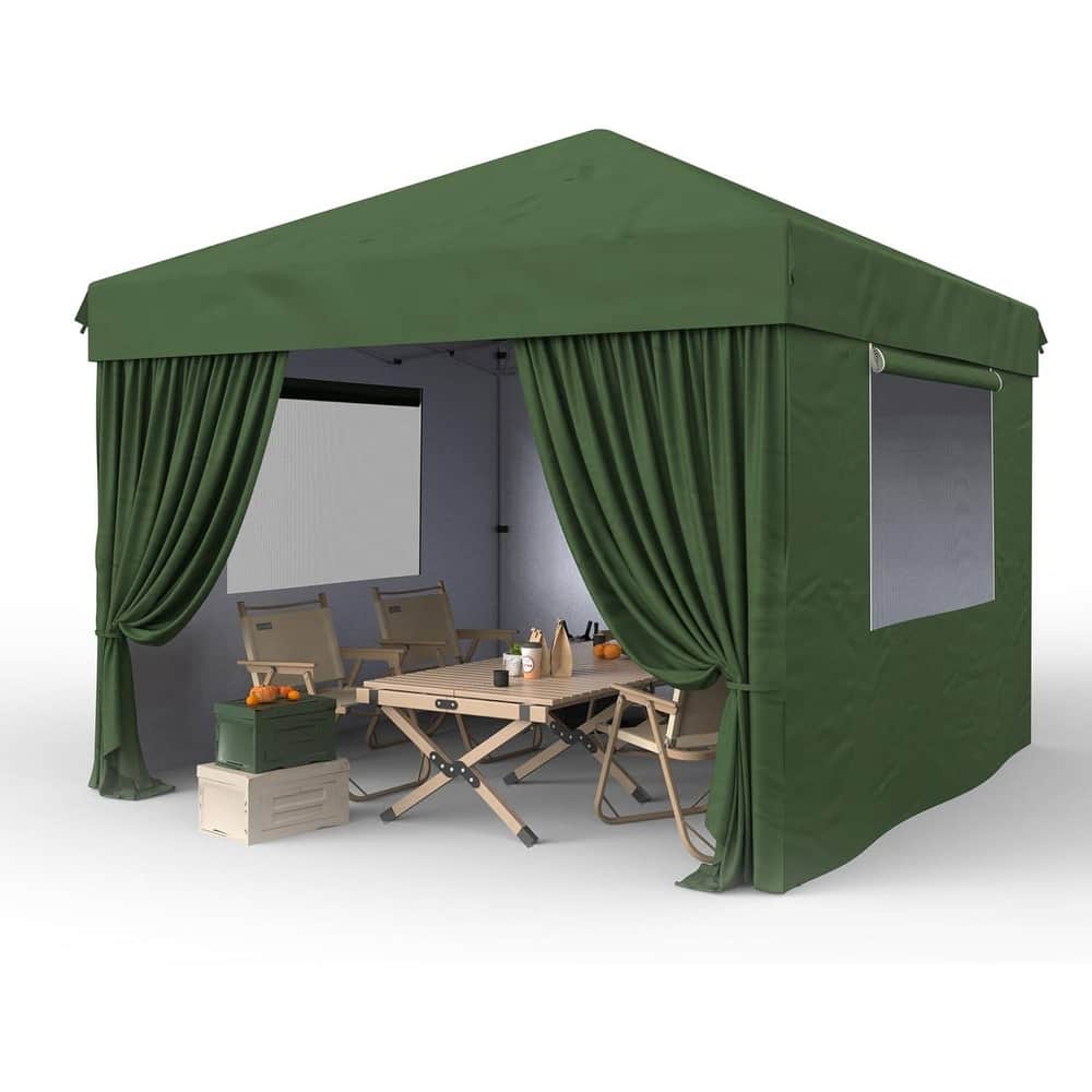 Outdoor 4-Sidewall 10x10 Pop Up Canopy Tent for Picnics, Camping