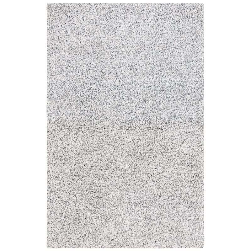 SAFAVIEH Handmade Ortanta Shag Bibeta Wool Rug - 8' x 10' - Ivory/Dark Grey