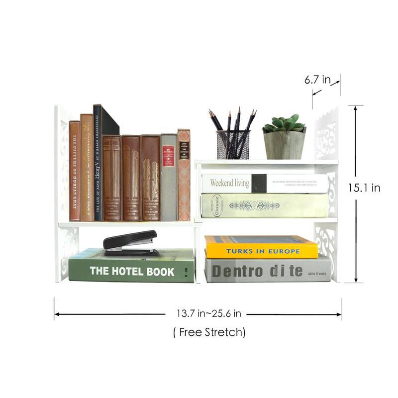 Retro 3-Compartment White Wood Desk Organizer