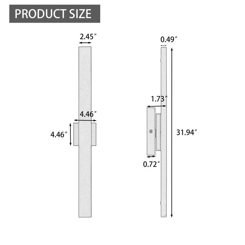 2Pack Outdoor Hardwired Bar Wall Light Linear Sconce with LED Source