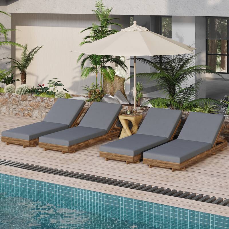 Outdoor Chaise Lounge Chair with 6-Position Adjustable Backrest