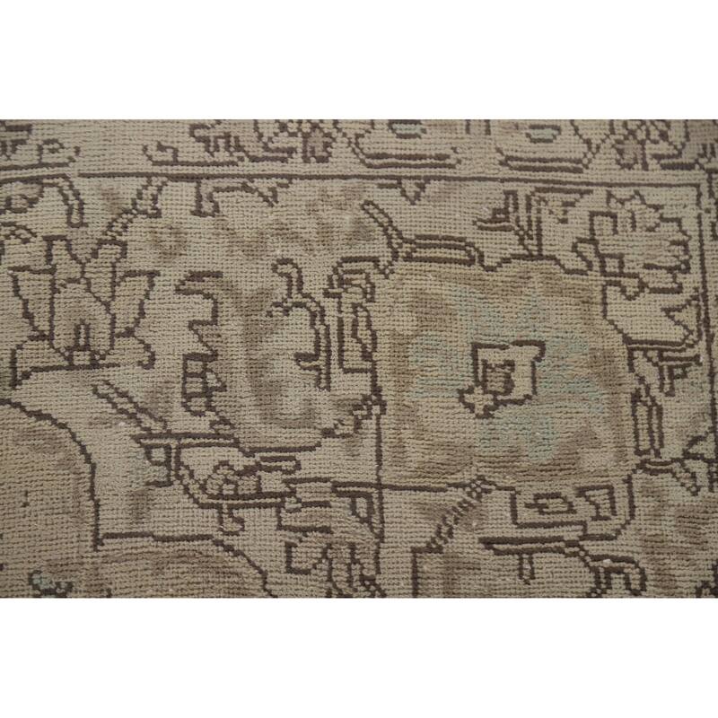Hand Knotted Oriental 100% Wool Carpet Traditional Medallion Beige & Ivories Tabriz Area Rug - 9' 9'' X 6' 5''