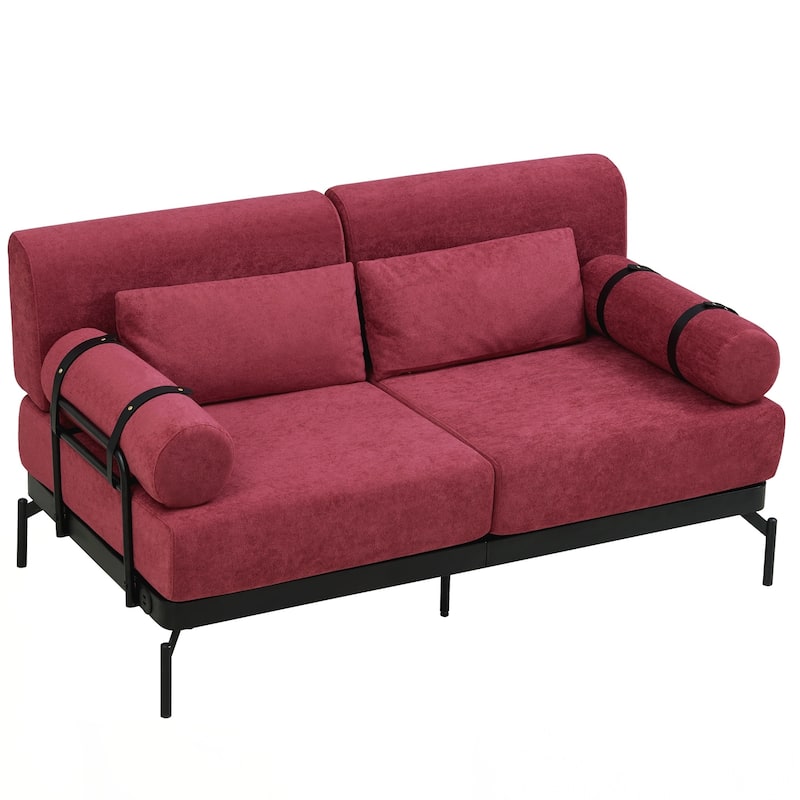 Modern Loveseat Sofa 59" Sofa Couch 2-Seater Sofa with Flexible USB Ports , Unique Cylindrical Armrests for Living Room