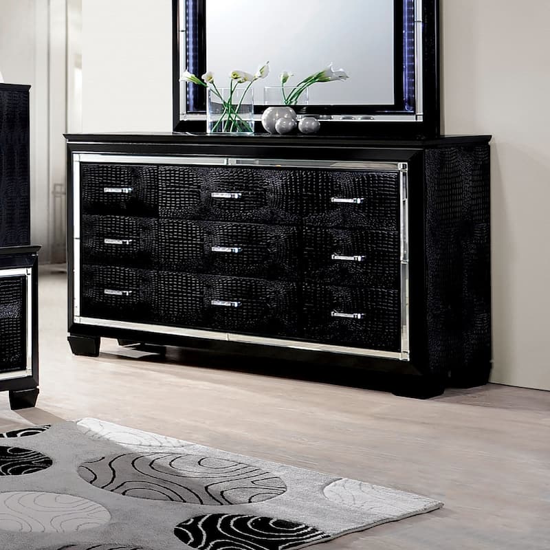 Ruff Contemporary 56-inch Wide 9-Drawer Solid Wood Dresser by Furniture of America
