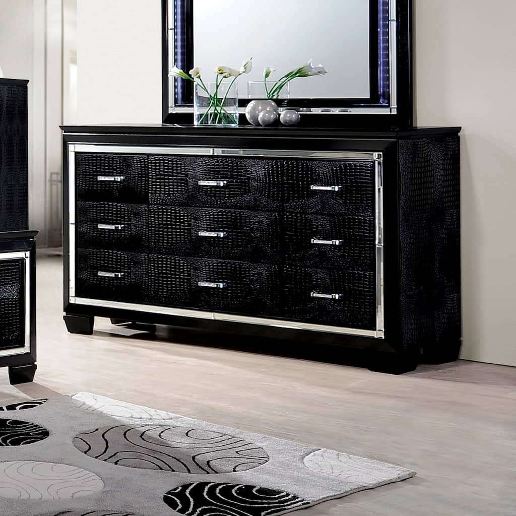 Ruff Contemporary 56-inch Wide 9-Drawer Solid Wood Dresser by Furniture of America
